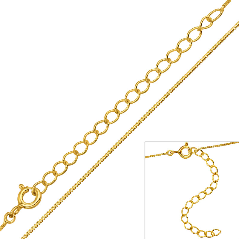 45+5 cm-es 24k aranyozott alap 925 ezüst nyaklánc 45+5 cm-es 24k aranyozott alap 925 ezüst nyaklánc