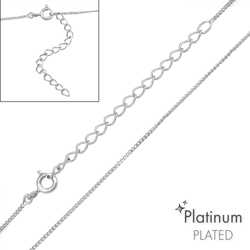 45+5 cm-es platina bevonatos alap 925 ezüst nyaklánc 45+5 cm-es platina bevonatos alap 925 ezüst nyaklánc