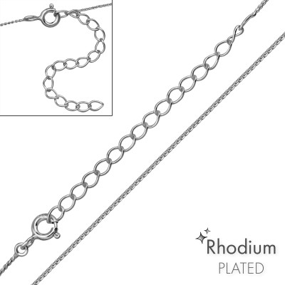 45+5 cm egyszerű ródium bevonatú alap 925 ezüst nyaklánc 45+5 cm egyszerű ródium bevonatú alap 925 ezüst nyaklánc