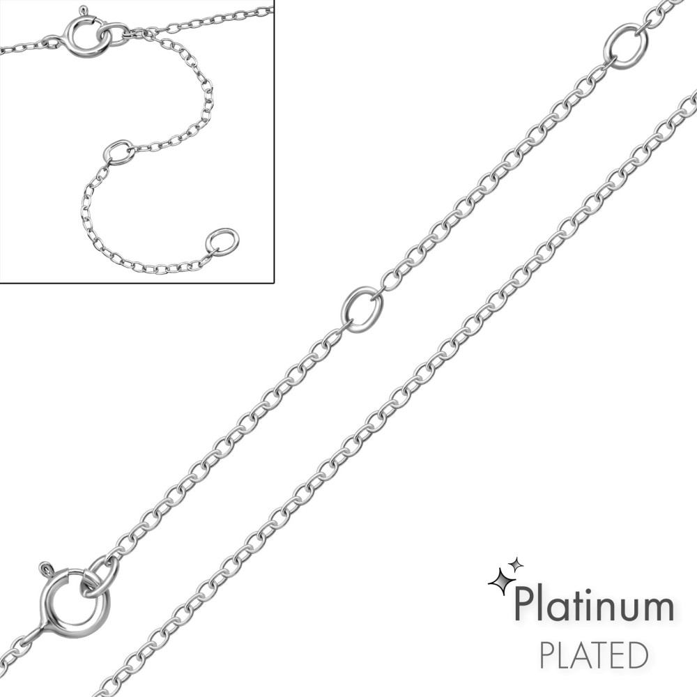 55+5 cm-es platinum bevonatos láncos alap 925 ezüst nyaklánc