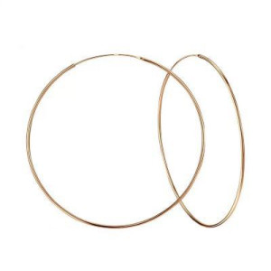 7 cm - ezüst karika fülbevaló, vékony, 14k rózsa aranyozott