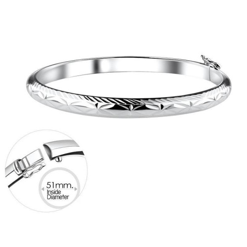 Ezüst mintázott karperec, 5 mm vastag merev karkötő